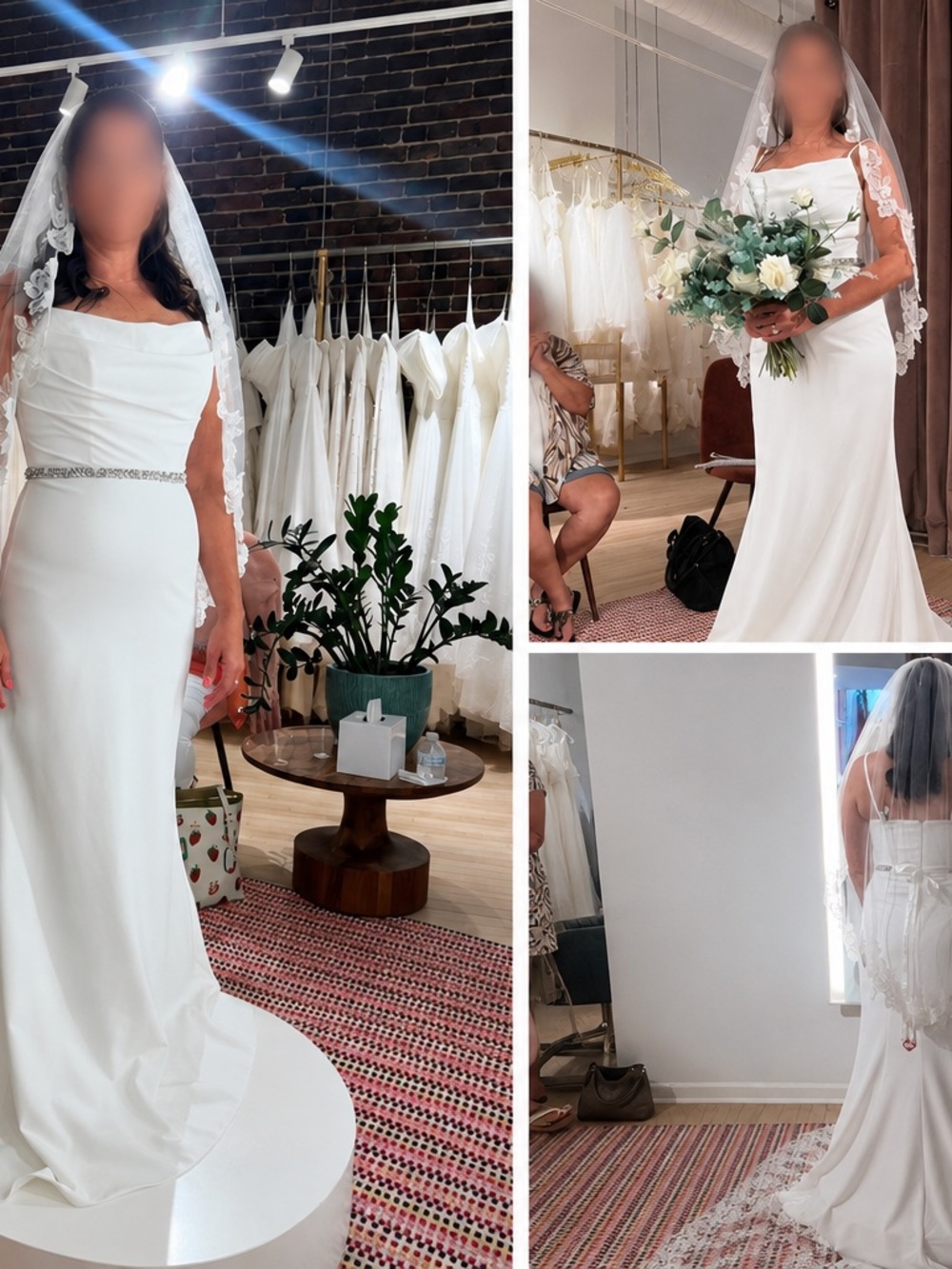 Elegant White Bridal Gown with Lace Veil